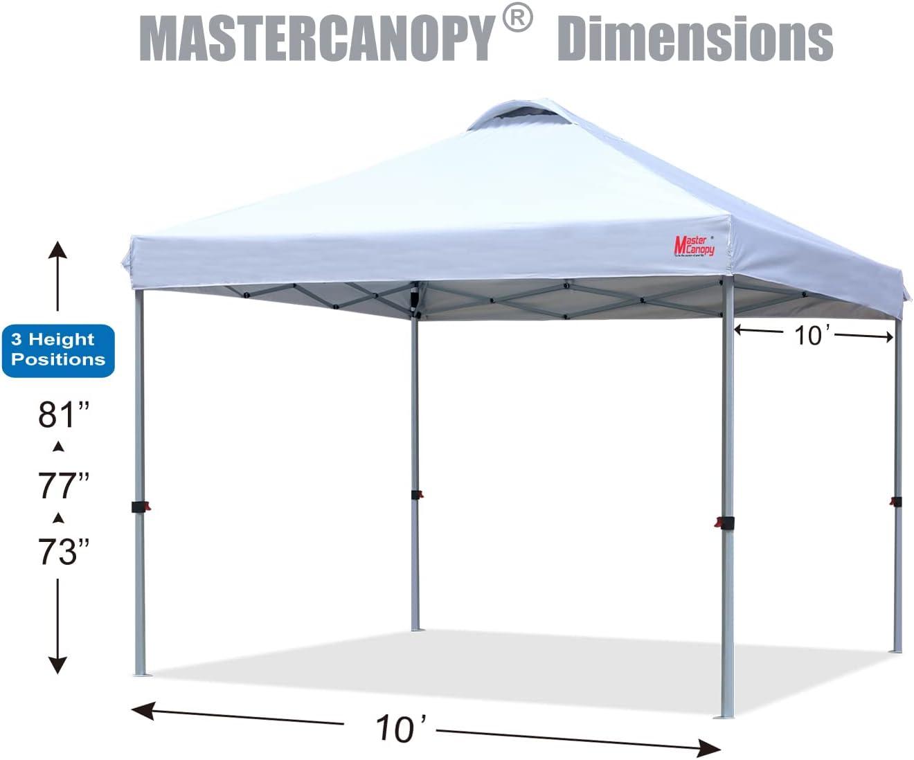 White 10x10 Steel Pop-Up Canopy Tent with Roller Bag