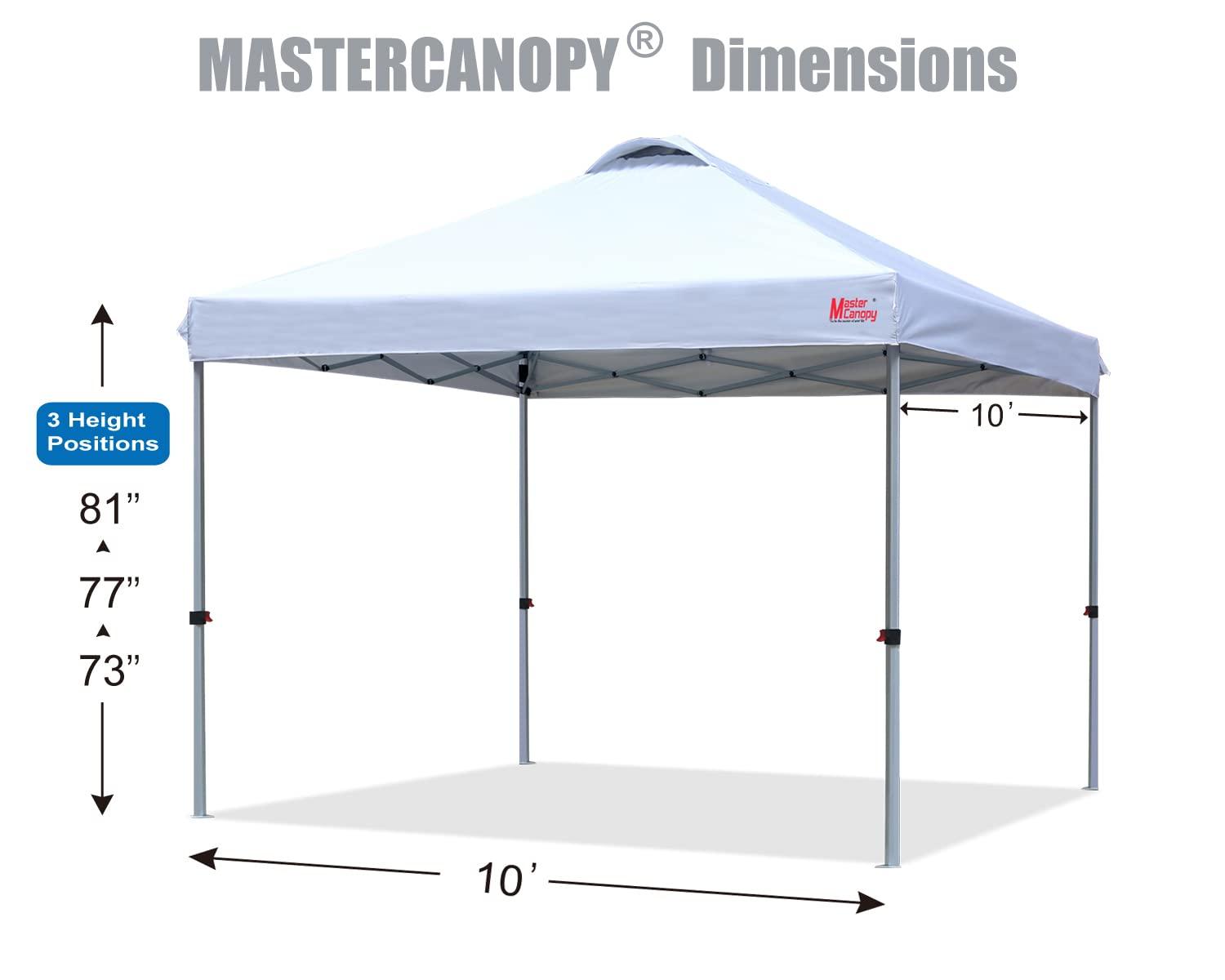 MASTERCANOPY Durable Pop-up Canopy Tent with Roller Bag (10x10, White)