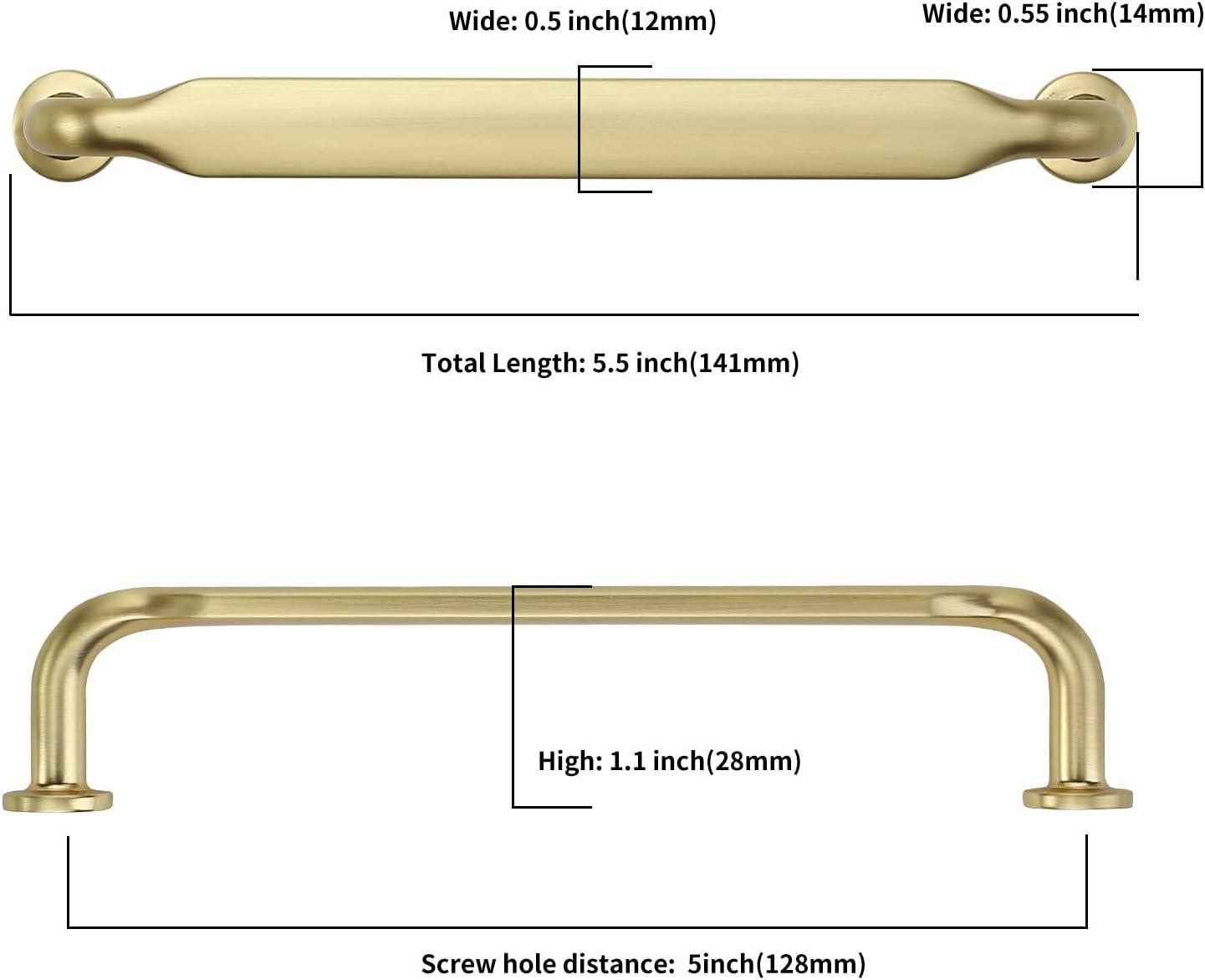 5-Inch Brushed Brass Modern Cabinet Pulls with Mounting Hardware