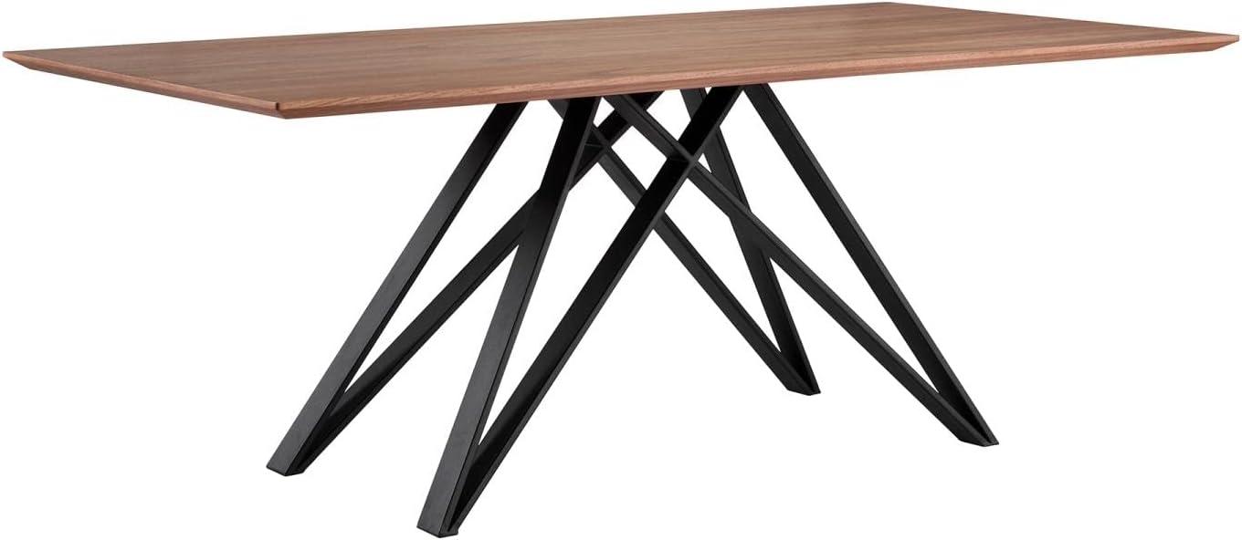 Modena Contemporary Dining Table Walnut - Armen Living: Steel Frame, 6-Person, Non-Extension