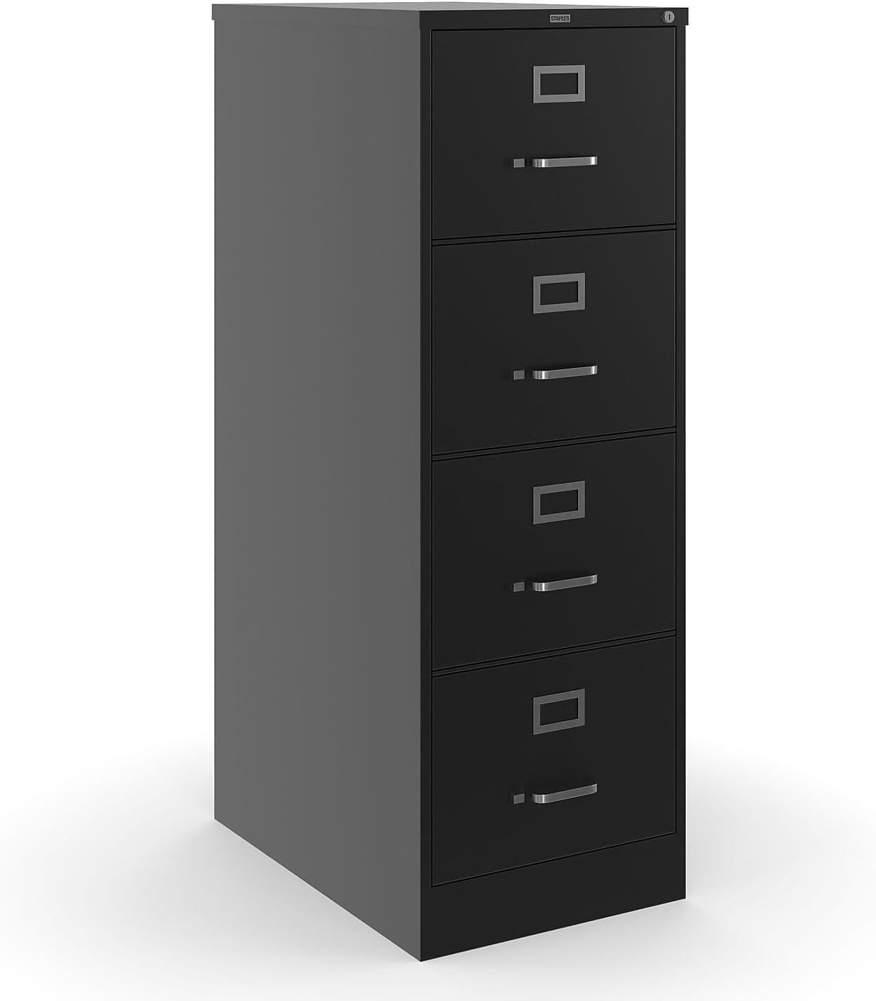 Black Metal 4-Drawer Lockable Vertical Filing Cabinet