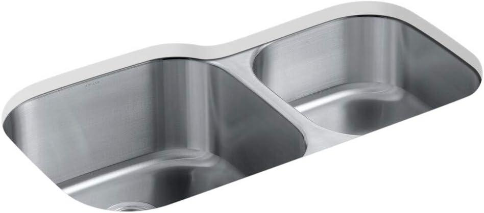 Undertone® Preserve 35-1/8" L x 20-1/8" W x 9-3/4" Under-Mount Extra Large/Medium Double-Bowl Kitchen Sink