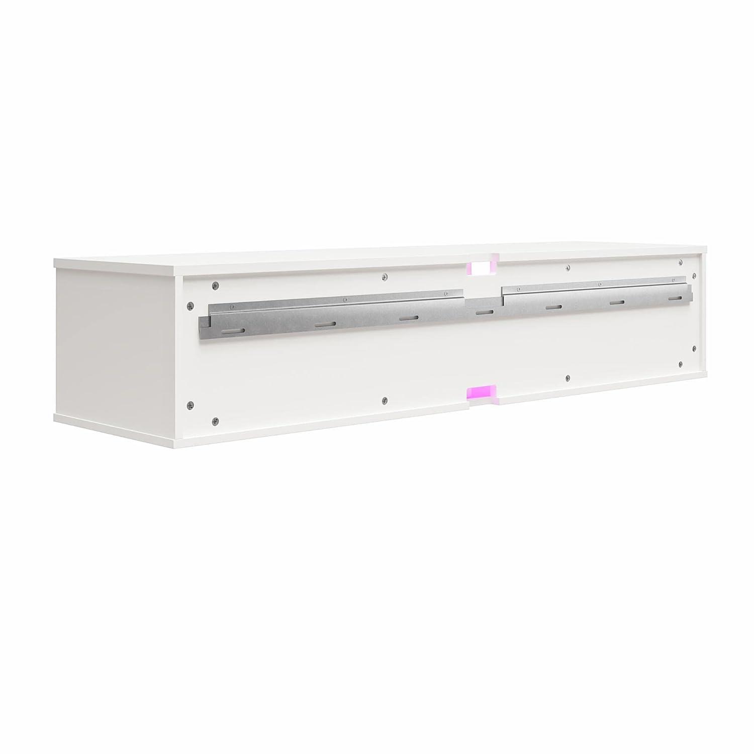 Glitch Floating TV Stand for TVs up to 60" White - NTENSE: Modern Media Console, MDF, 95 lbs Capacity