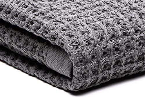 Grey Waffle Weave Pima Cotton Bath Towel 31"x57"