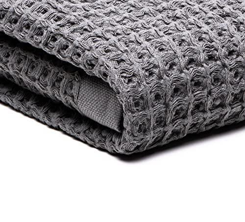 SUTERA Silverthread Bath Towel | Antimicrobial Towel with Silver Ion Technology | Waffle Weave Design, Plush, Lightweight, and Quick-Drying for Everyday or Spa Use | 31" x 57" (Grey)