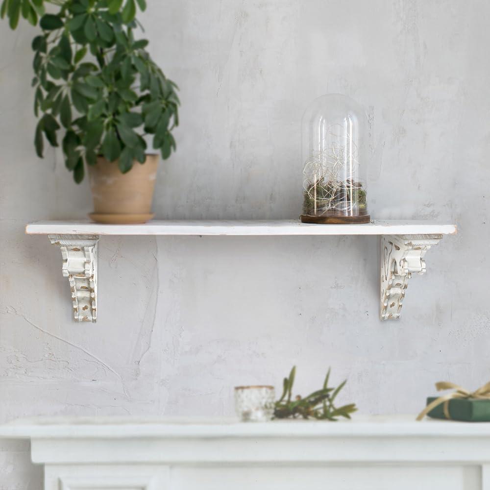 Ophelia & Co. Vintage Shabby Wood Corbels Brackets for Shelf Farmhouse Wall Decor (Set of 2)