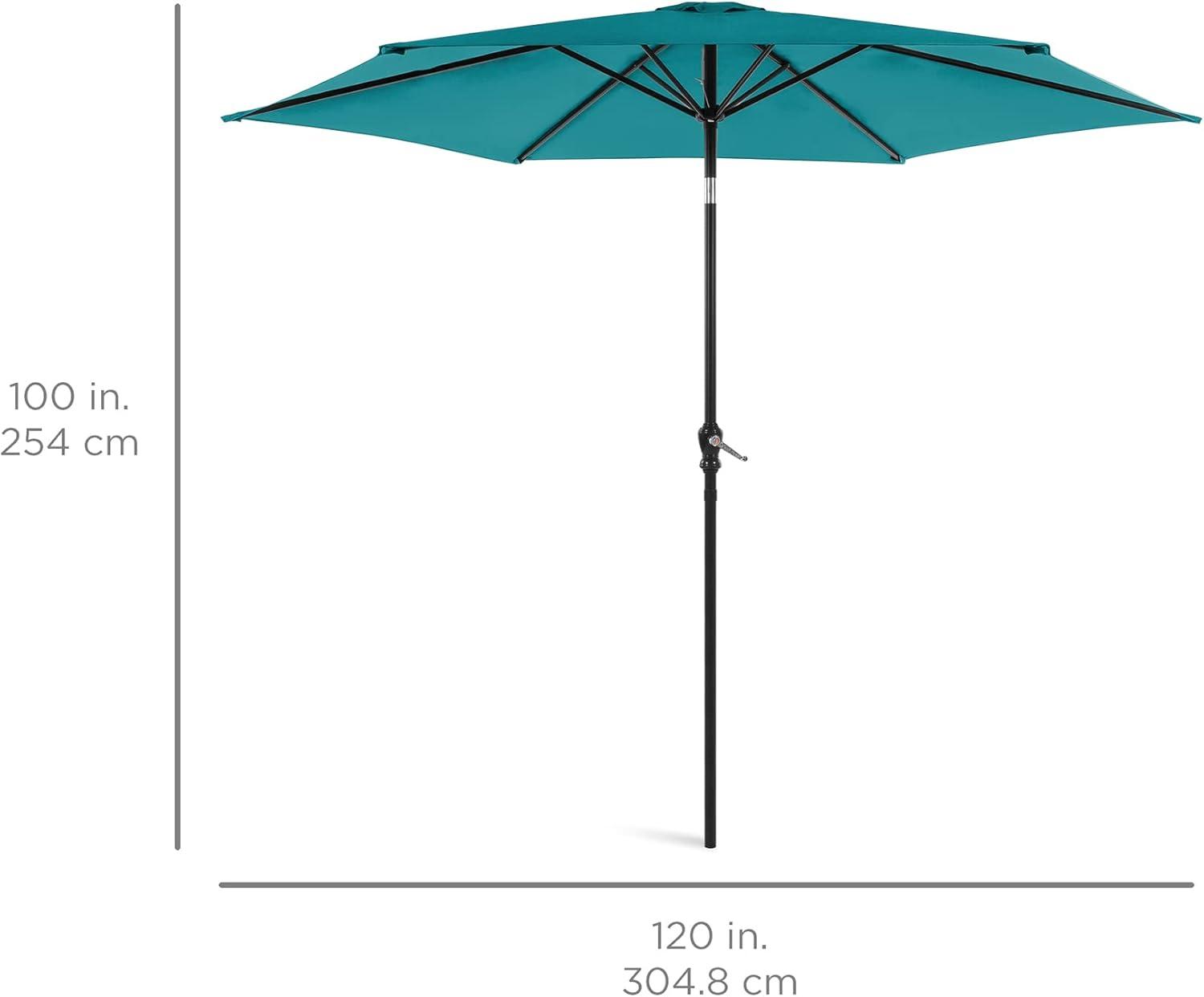 Best Choice Products 10ft Outdoor Steel Market Patio Umbrella w/ Crank, Tilt Push Button, 6 Ribs - Cerulean