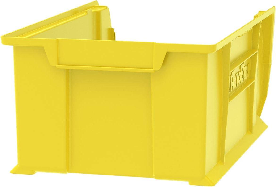 Yellow Stackable Plastic Storage Bin with Rear Handle, 20-Inch