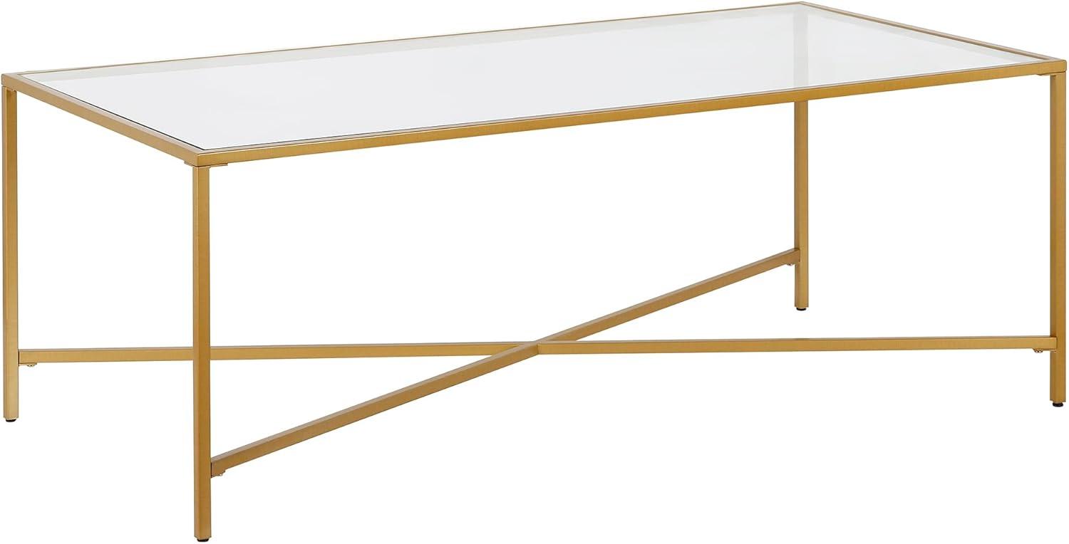 Henley Rectangular Brass Finish Coffee Table with Glass Top