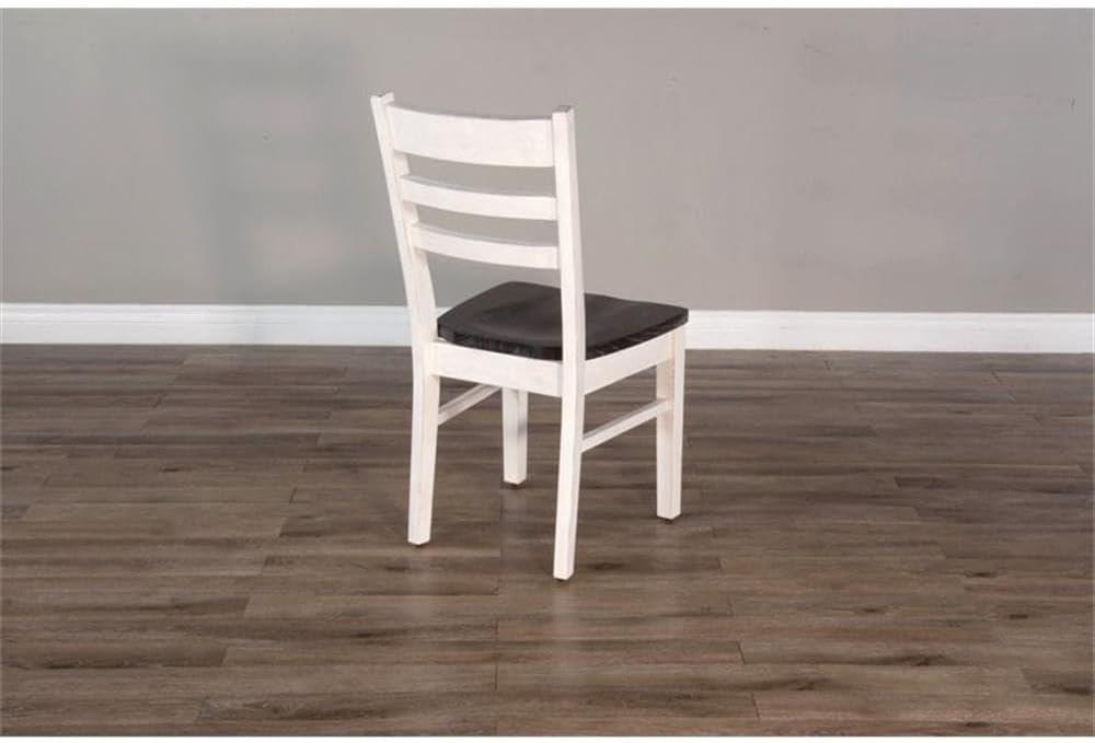 Pemberly Row 18" Wood Ladderback Chair in White and Dark Brown (Set of 2)