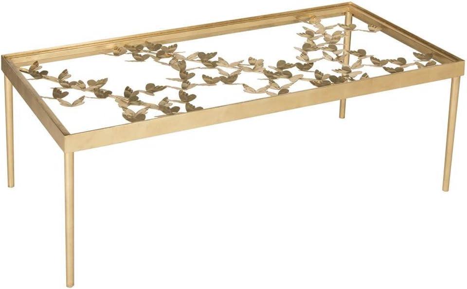 Rosalia Butterfly Coffee Table - Gold/Tempered Glass - Safavieh