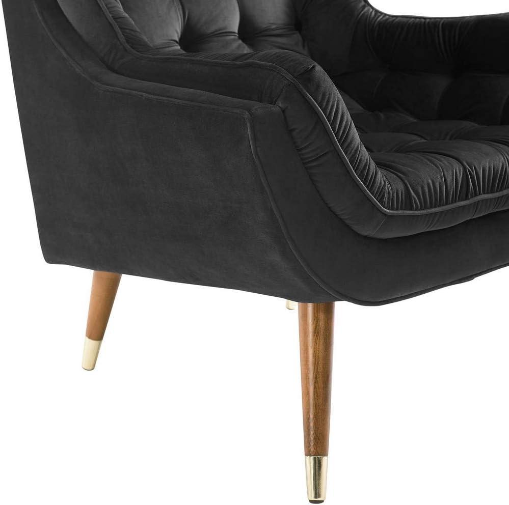 Modway Suggest Button Tufted Performance Velvet Lounge Chair in Black