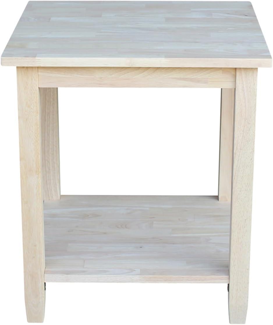 Solano Square Solid Wood Classic End Table in Unfinished