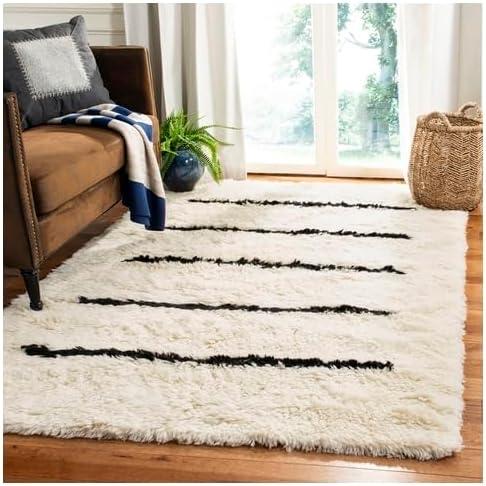 SAFAVIEH Kenya Siomha Striped Area Rug, Ivory/Black, 3' x 5'