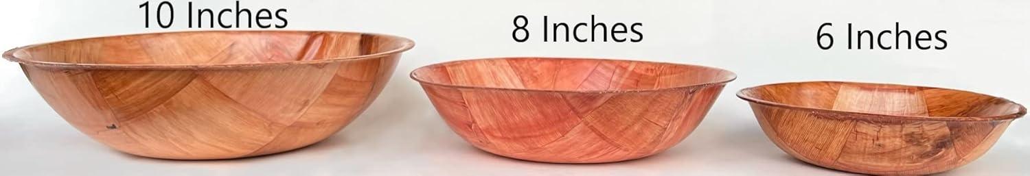 10" Brown Woven Wood Snack and Salad Bowl Set of 4