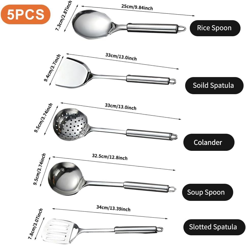 Zhouqiannn 5Pcs/set Stainless Steel Kitchen Cooking Tools Utensil Set Spatula Spoon Dinning Table Runner with 6 Placement Mats Mat Plate Place Mats for Dinner Table Dinner Place Mats Indoor Small