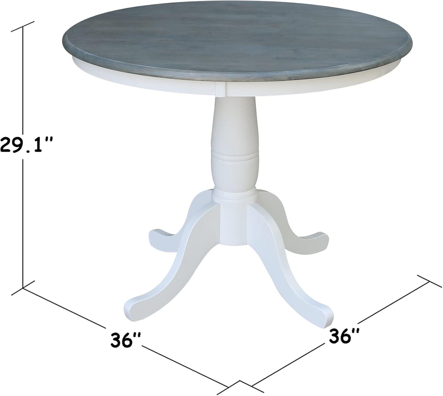 International Concepts 36 inches Round Top Pedestal Table - Dining Height - White/Heather Gray