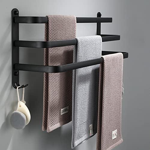 Black 24-Inch Wall Mounted 3-Tier Towel Rack