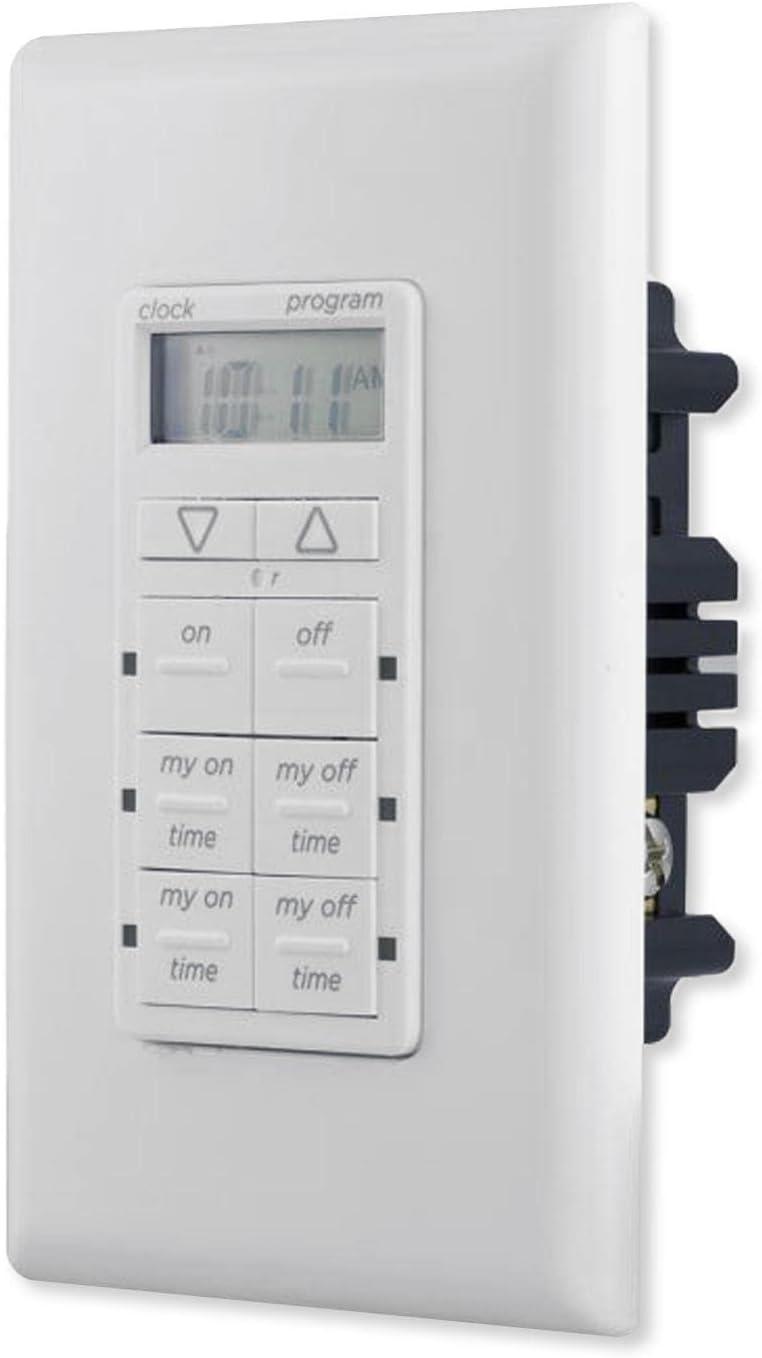 White Digital In-Wall Timer with Programmable Buttons