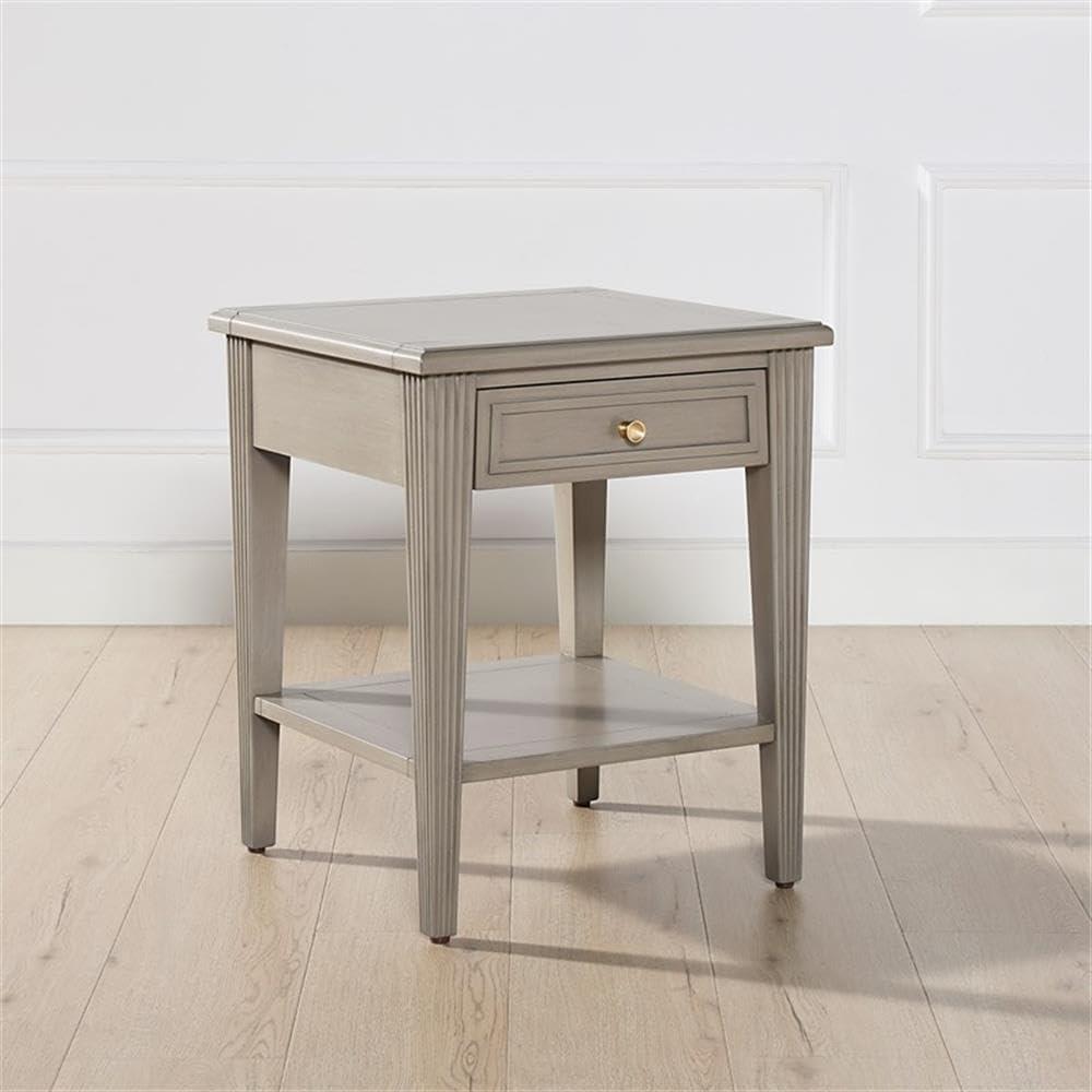 Gray Cashmere Wood and Gold Accent Storage End Table