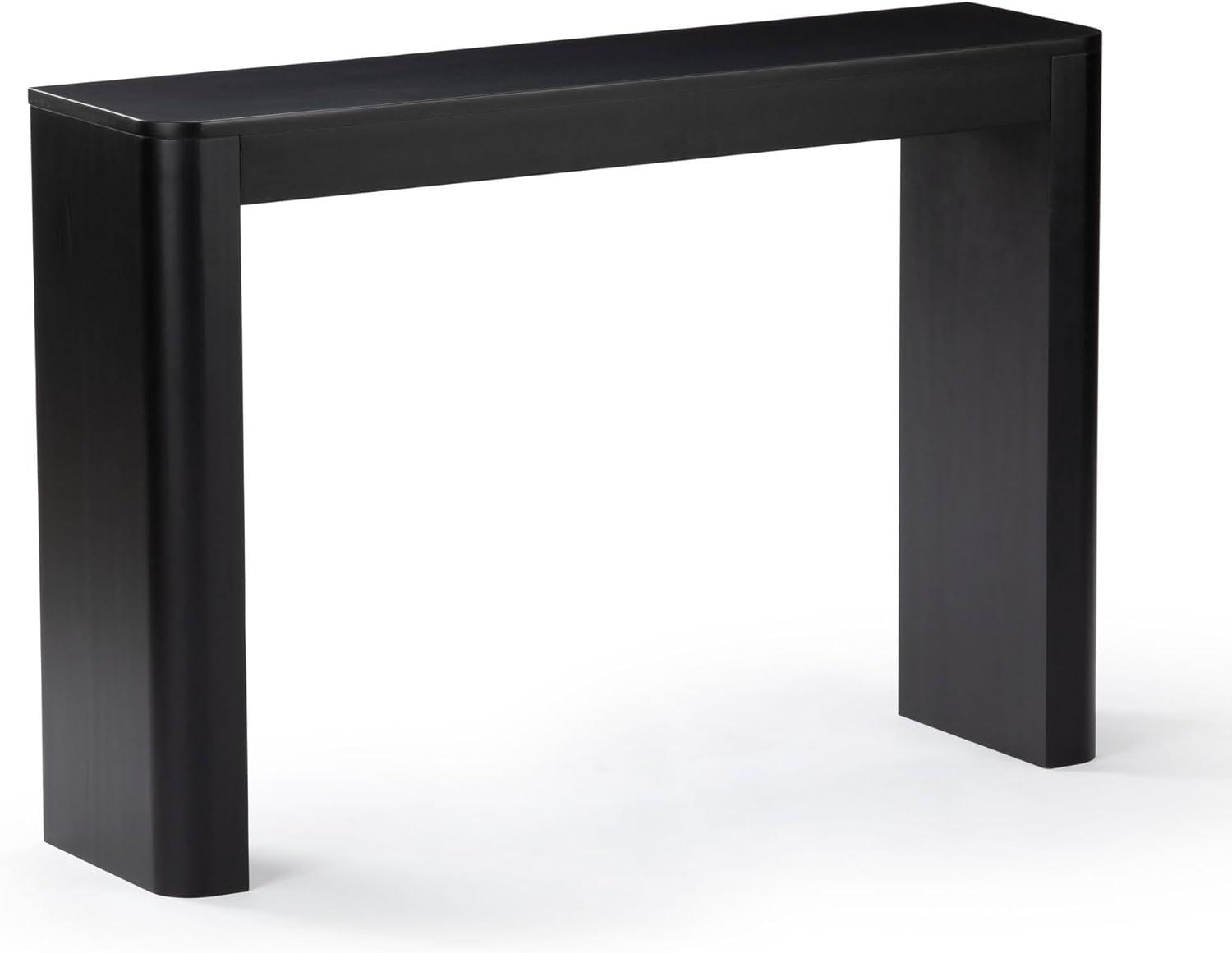 Plank+Beam 46" Solid Wood Console Table, Conture Rounded Edge Sofa Table, Narrow Entryway Table, Console Tables for Entryway, Black
