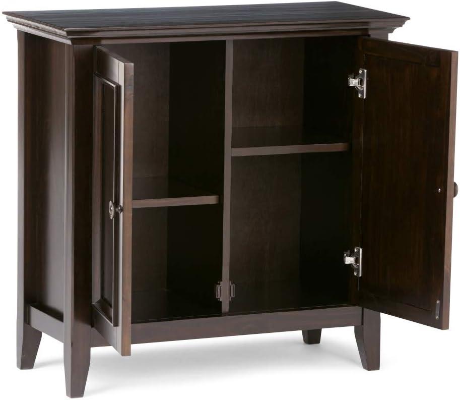 Simpli Home Amherst Solid Wood Low Storage Cabinet in Hickory Brown