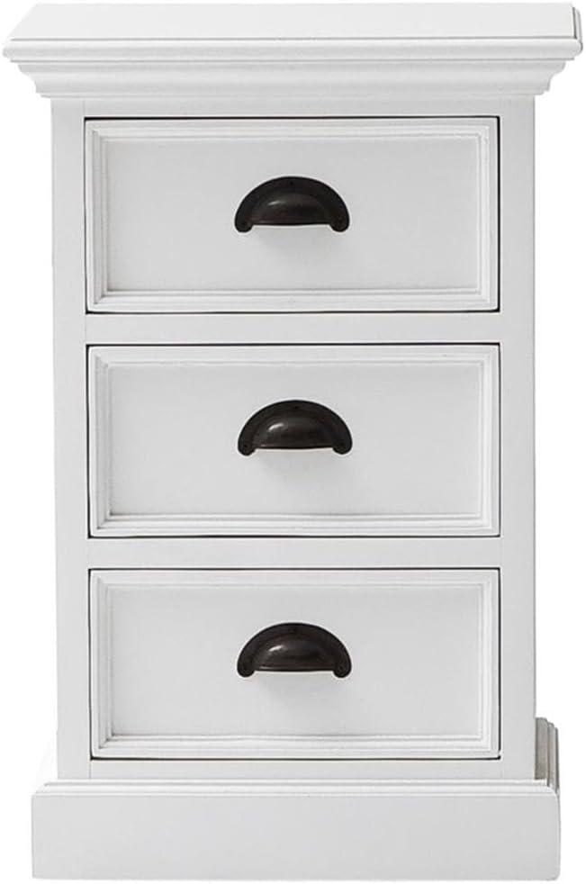 Beaumont Lane Modern Solid Mahogany Wood 3 Drawer Nightstand/ Bedside in Pure White, Assembled