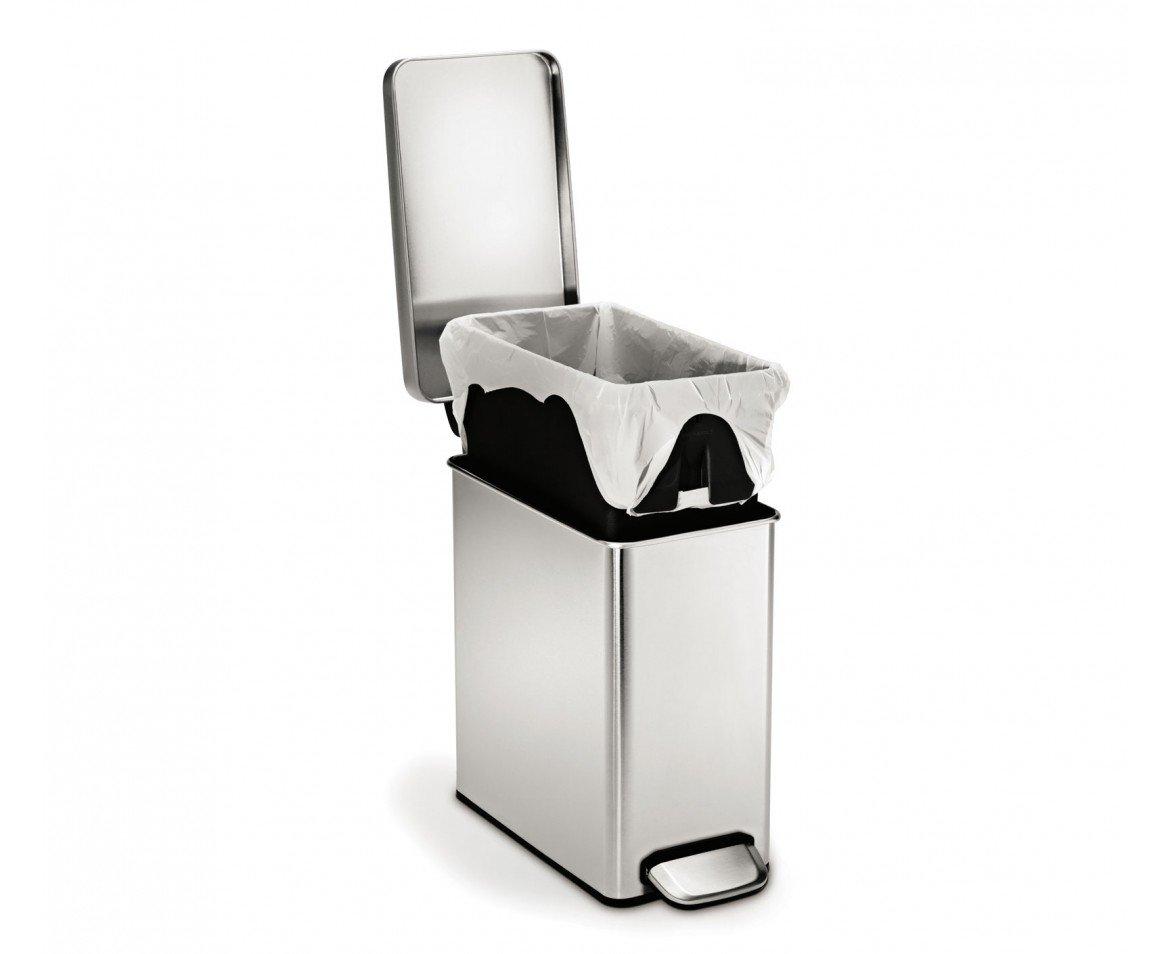 simplehuman 10 Liter / 2.6 Gallon Stainless Steel Bathroom Slim Profile Trash Can