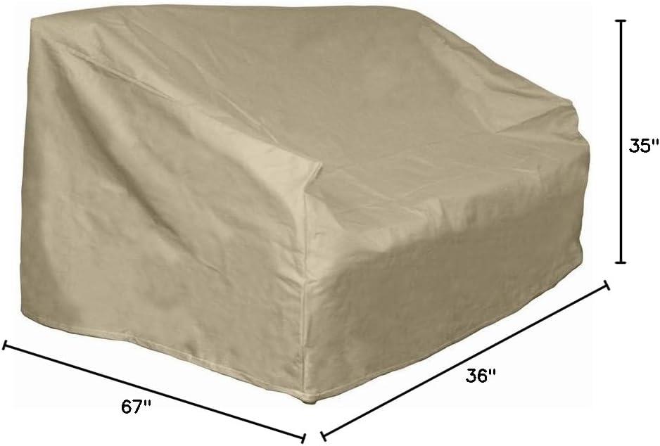 Heavy-Duty Taupe Polyester Loveseat and Bench Cover