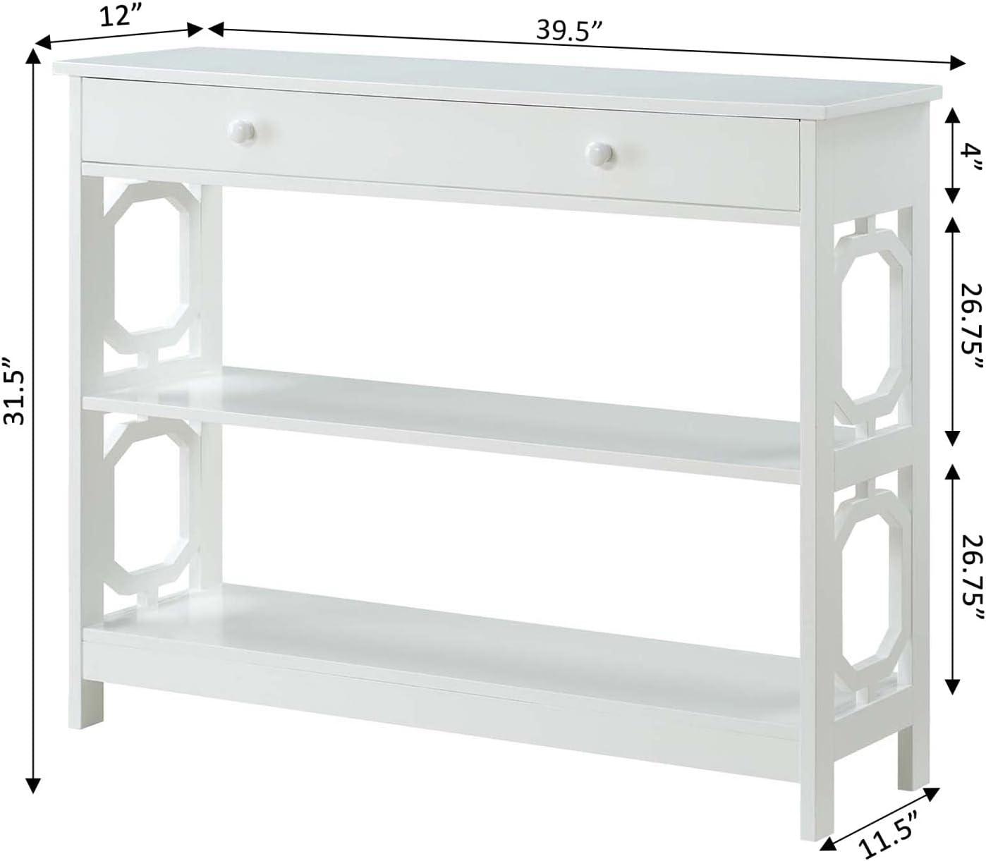 Convenience Concepts Omega Storage Console Table in White Wood Finish