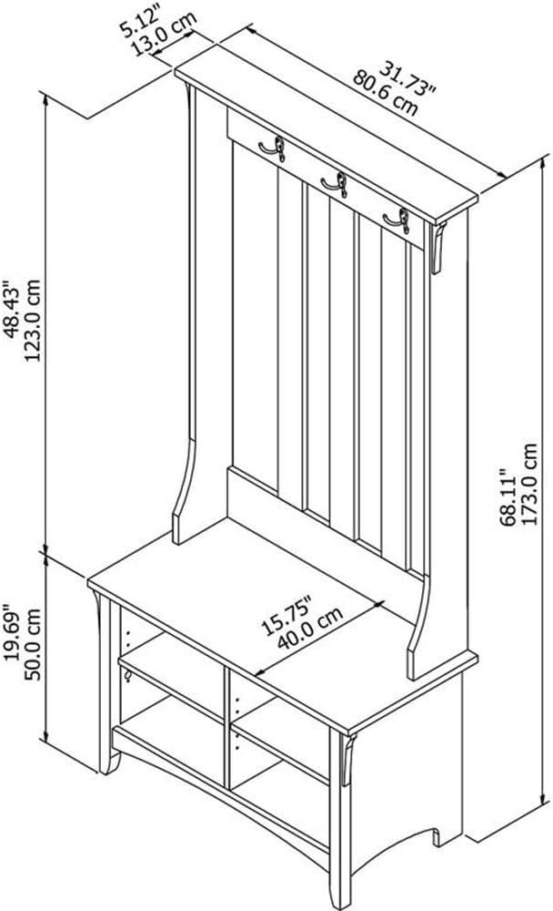 Salinas Hall Tree with Storage Bench - Bush Furniture