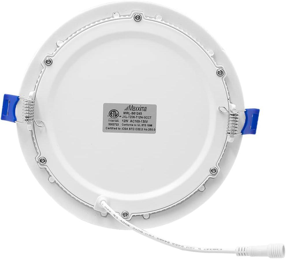 Maxxima 6 in. Slim Round Recessed LED Downlight, Canless IC Rated, 1050 Lumens, 5 CCT Color Selectable 2700K-5000K