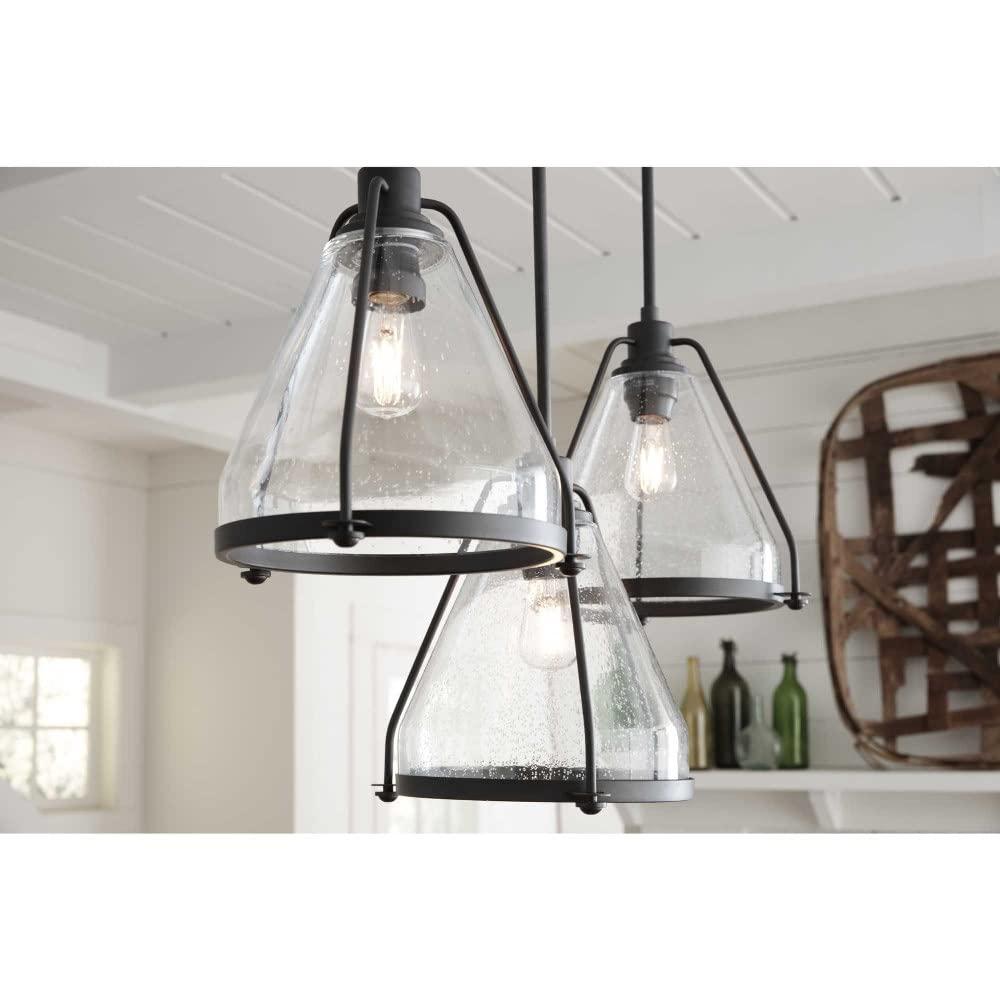Progress Lighting, Range Collection, 1-Light Wall Sconce, Graphite Finish, Clear Seeded Glass Shade