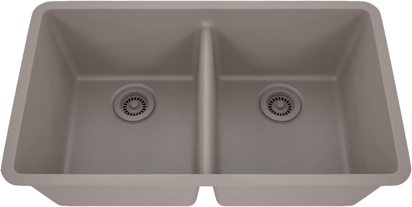 Lexicon Double Bowl Drop-in Stone Kitchen Sink, 32" x 19"
