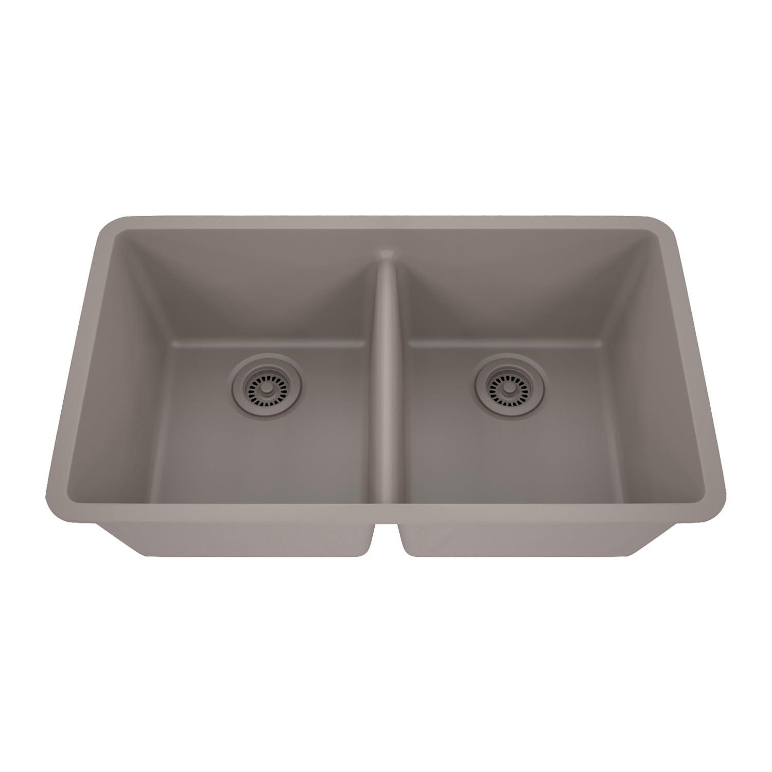 Lexicon Double Bowl Drop-in Stone Kitchen Sink, 32" x 19"