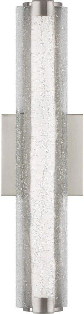 Satin Nickel 18" LED Wall Sconce with Clear Crackle Glass