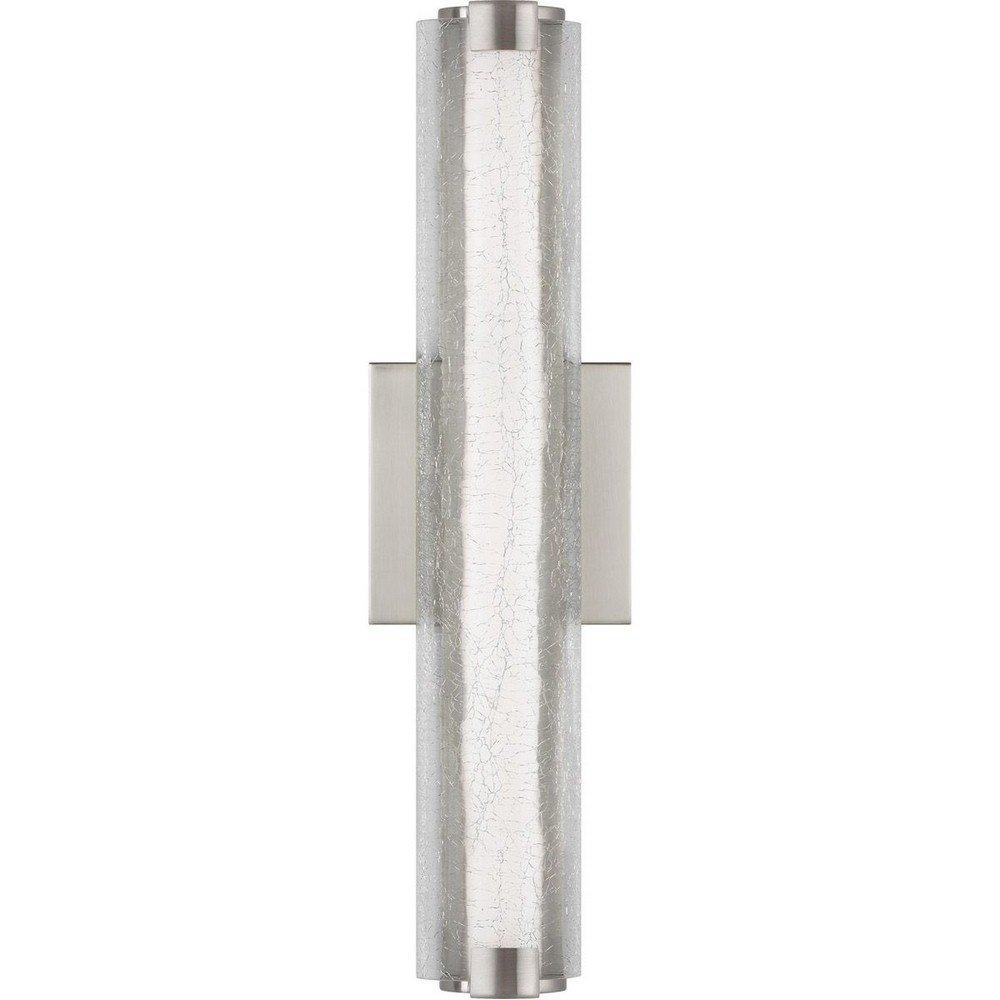 Satin Nickel 18" LED Wall Sconce with Clear Crackle Glass