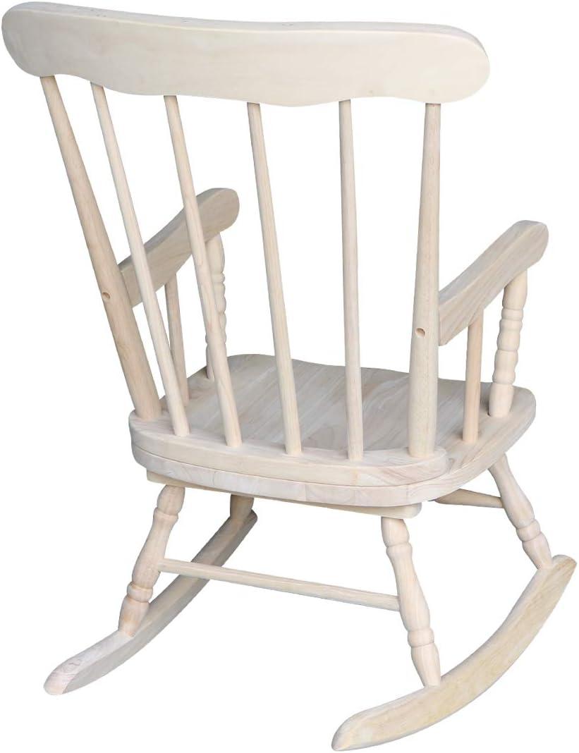 Traditional Unfinished Solid Wood Kids Rocker for Nursery and Playroom