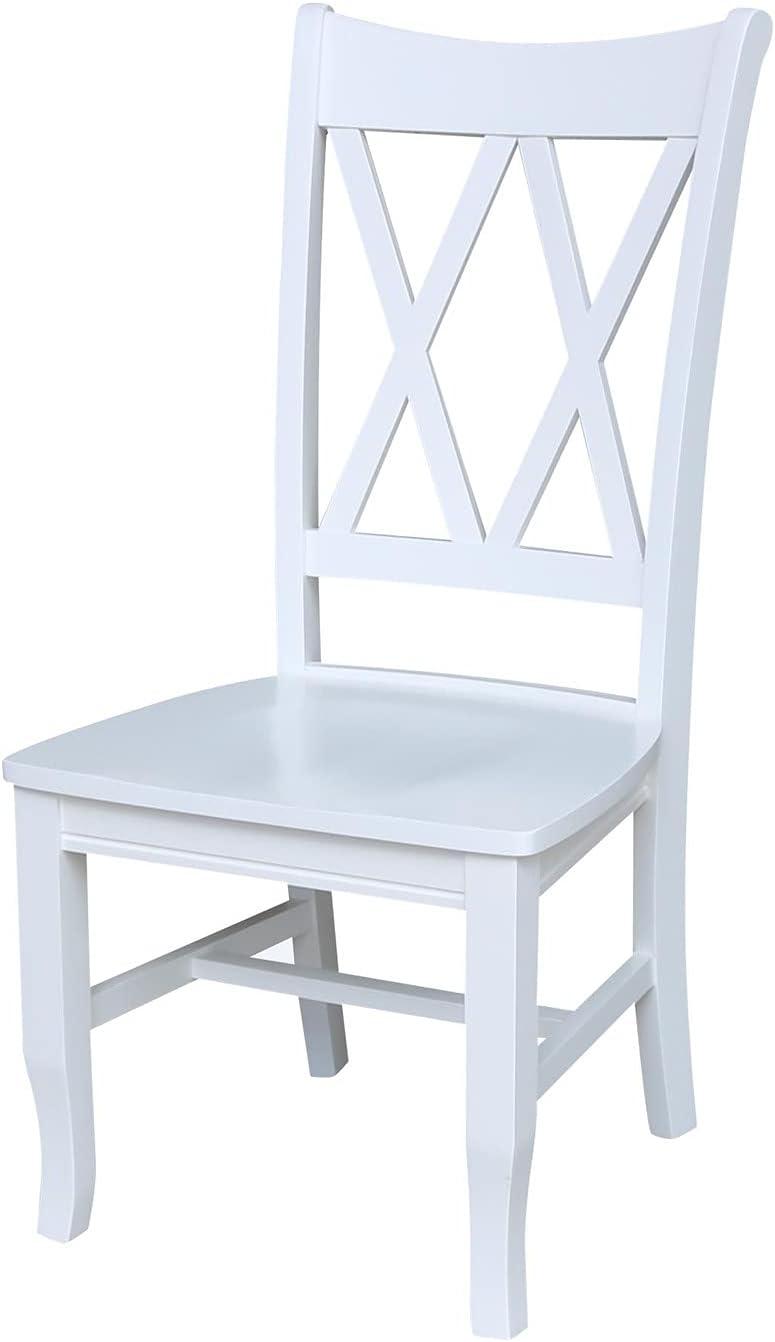 International Concepts Set of 2 Jeremy Double Dining Chairs White: Hardwood Frame, Modern Style, 250lb Capacity