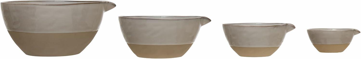 Reactive Glaze White and Beige Ceramic Batter Bowls Set