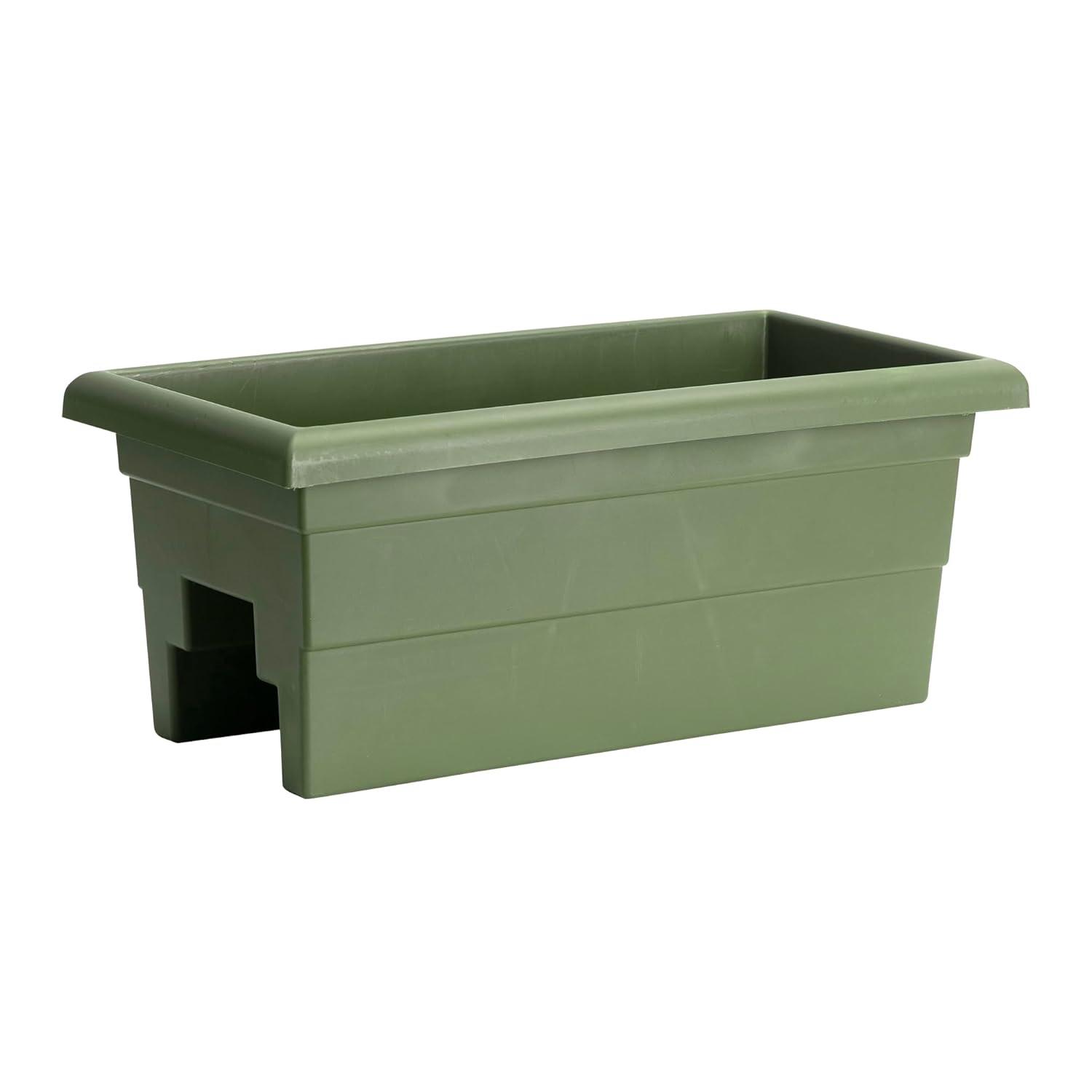 Bloem Classic Rectangular Deck Rail Planter, Sage, 24in