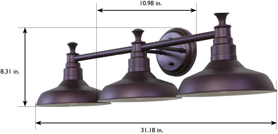 Kimball Textured Coffee Bronze 3-Light Industrial Vanity Light