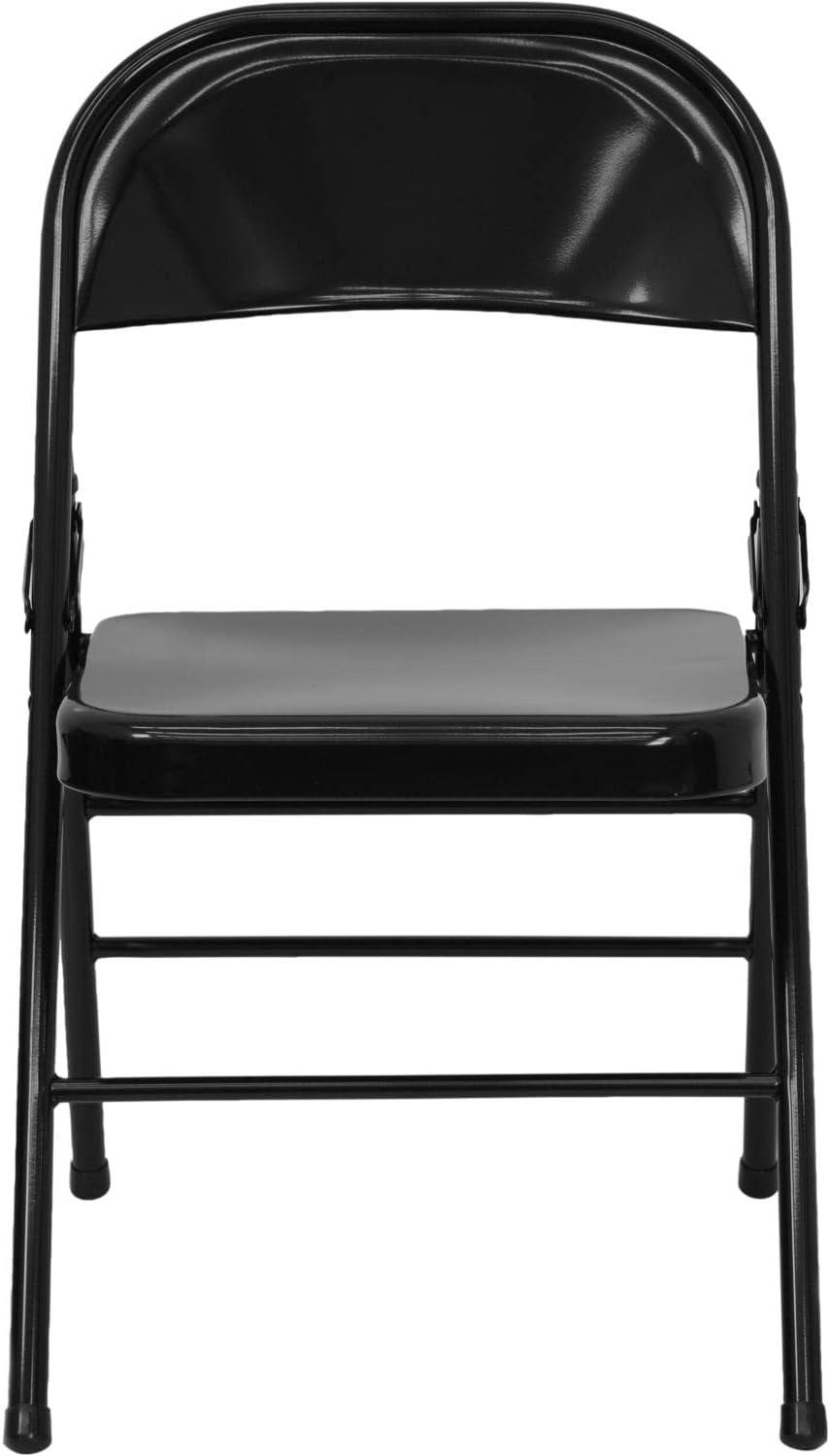 Flash Furniture 2 Pack HERCULES Series Triple Braced & Double Hinged Black Metal Folding Chair