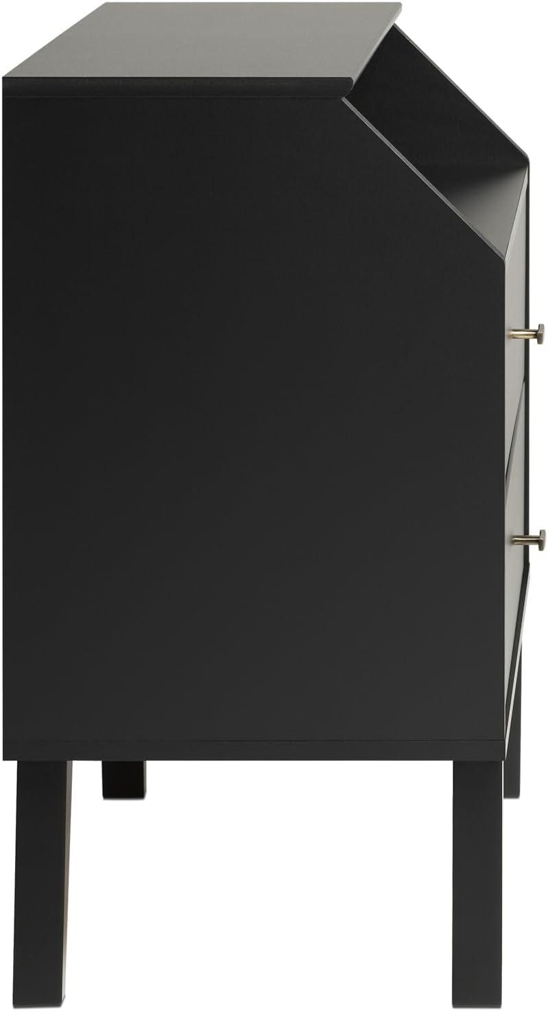 Prepac Milo Mid-Century Modern 2-Drawer Bedroom Nightstand, Black