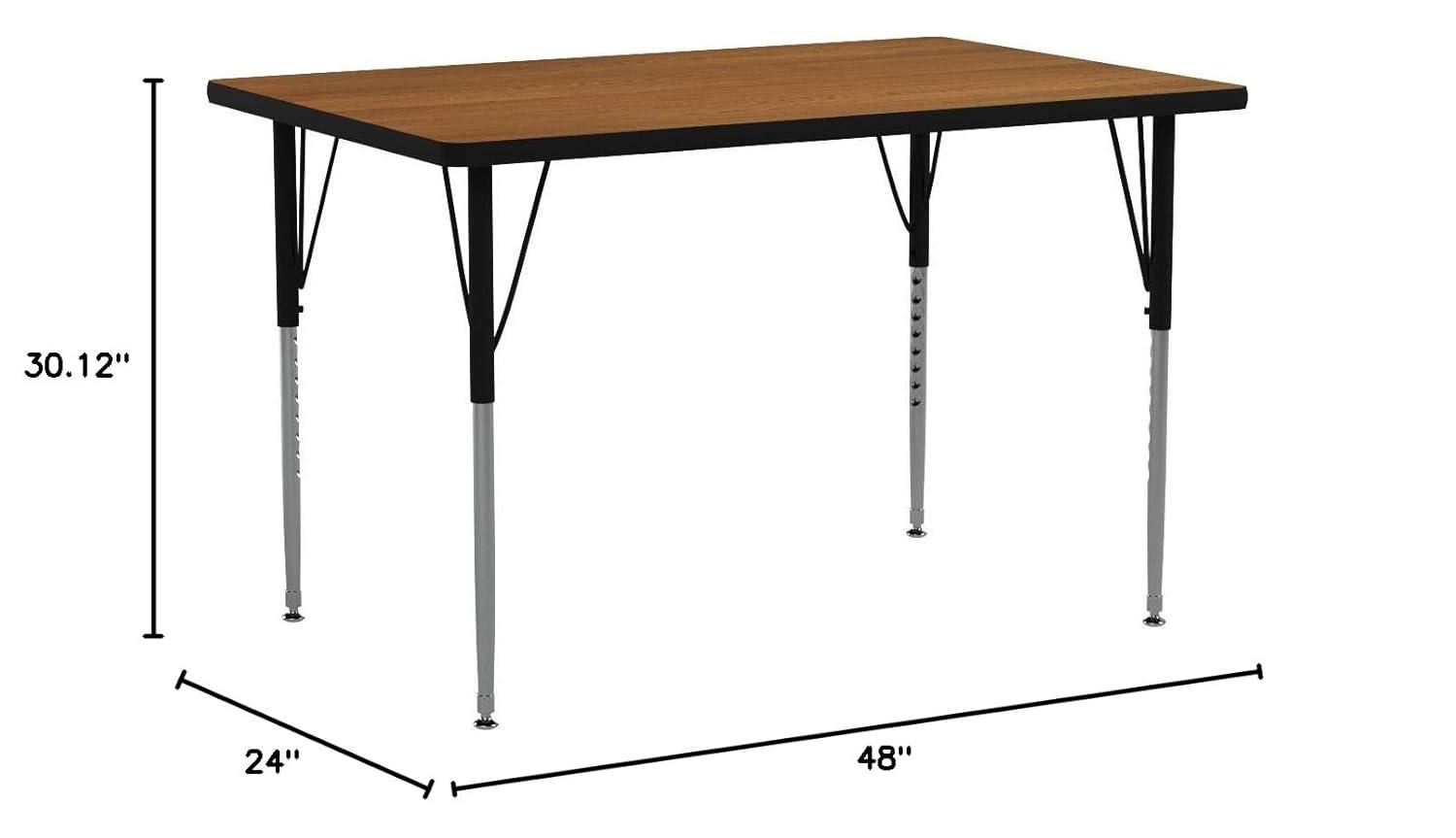 Goddard 24''W x 48''L Rectangular HP Laminate Activity Table - Adjustable Legs
