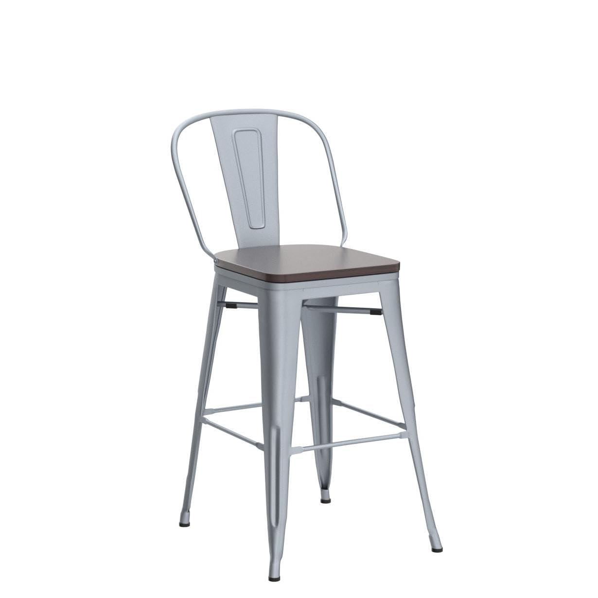 Andeworld  farmhouse bar stools ,counter height bar stools set of 4 - Set of 4 Silver 30INCH Bar Height N/A 350 lbs