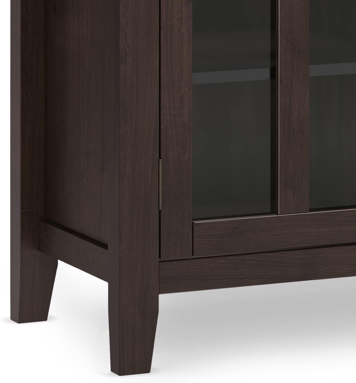 Simpli Home Artisan TV Media Stand in Dark Chestnut Brown