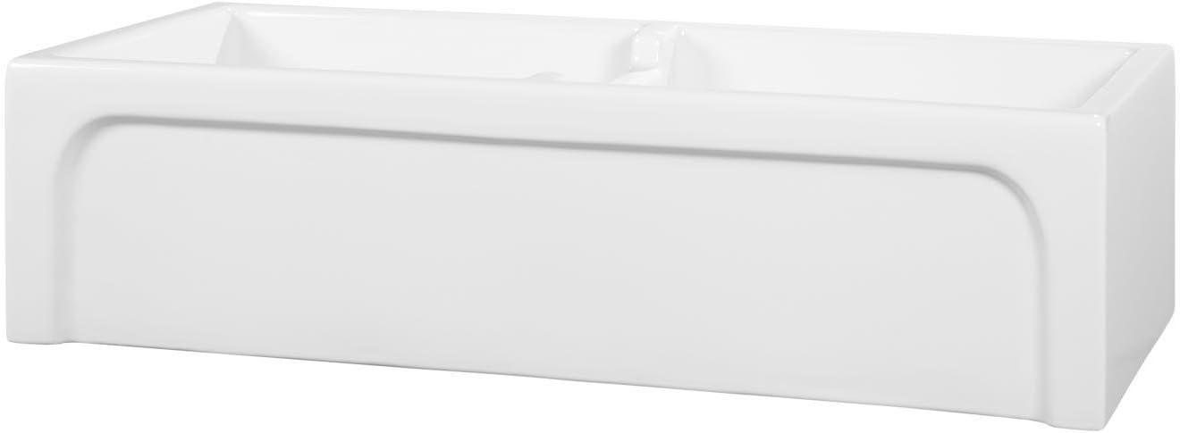 Risinger 39" White Fireclay Double Basin Farmhouse Sink