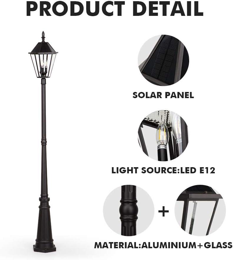 Black Cast Aluminum Traditional Solar LED Lamp Post