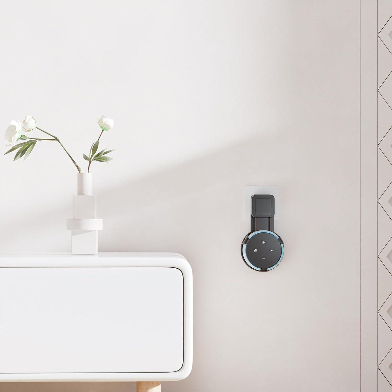 Black Wall Mount Holder for Echo Dot 3rd Gen with Cable Management